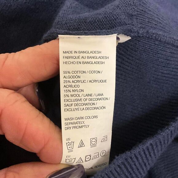 Izod Men's Size XL Navy Blue V Neck Pullover Sweater Wool Acrylic Blend - Picture 6 of 7